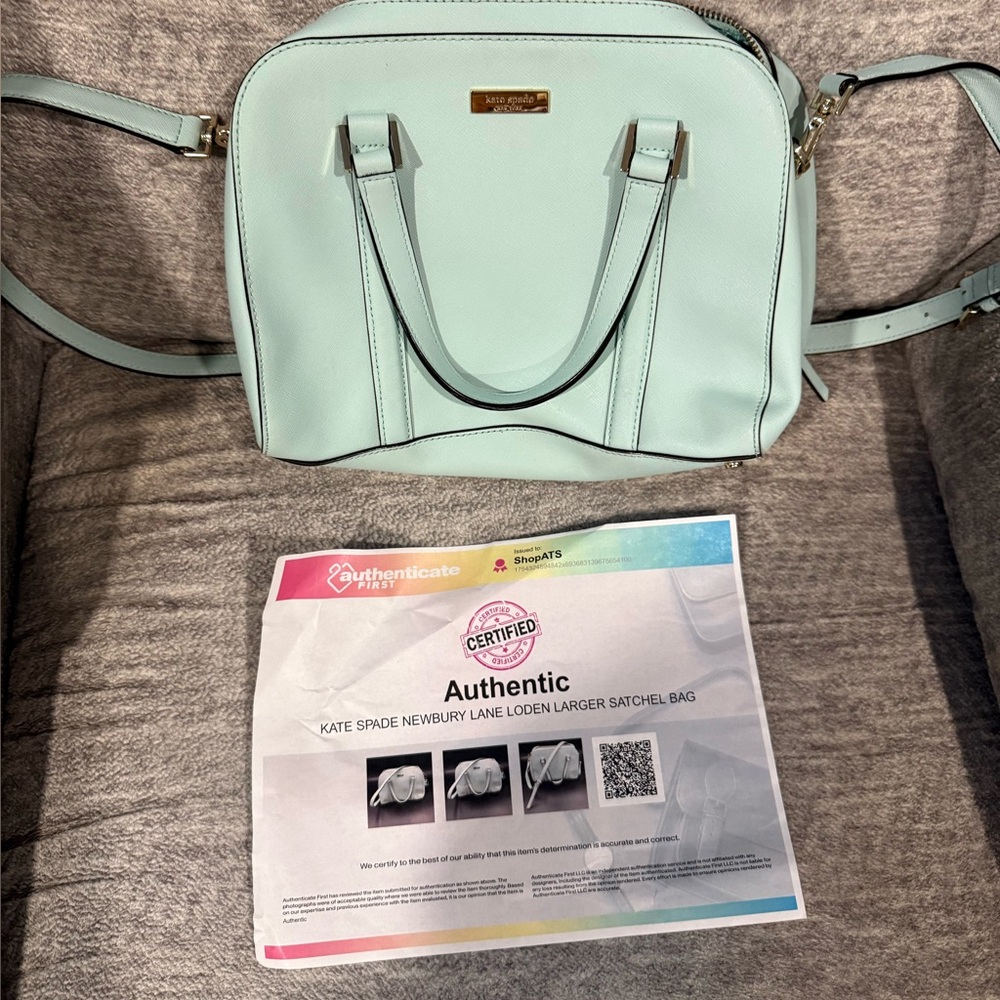 Authentic Kate Spade Newbury Lane Loden Leather Larger Satchel Bag. - Picture 12 of 14